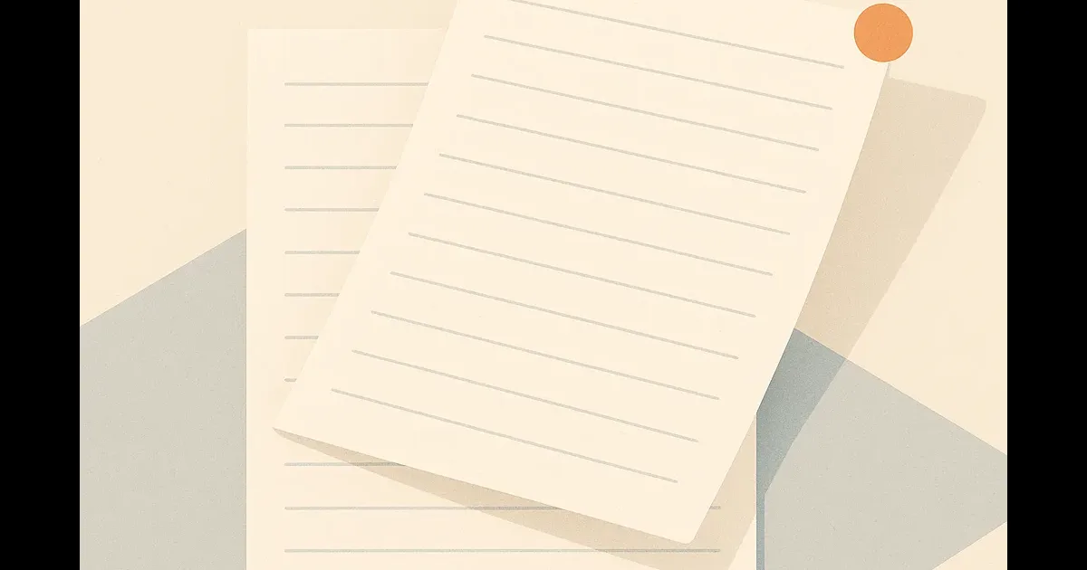 Illustration eines leeren Blatts mit angedeuteten Linien, von dem eine zweite, identische Kopie abgehoben wird