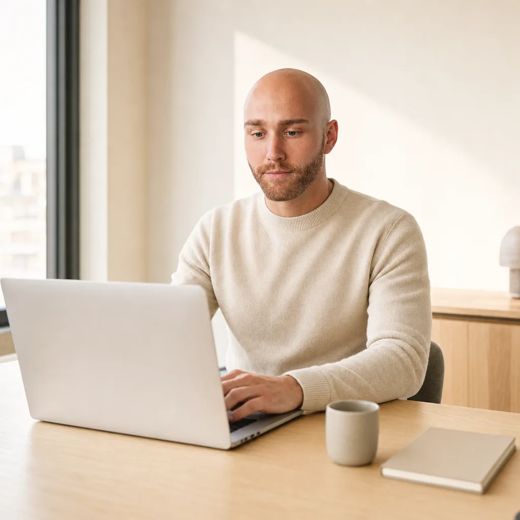 Martin Meng, Gründer von veronto, konzentriert am Laptop